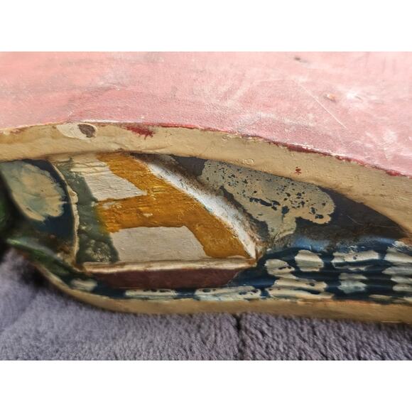 1940's Vintage Hand Carved And Hand Painted Wooden Wedges Size 8.5 Women's. - Picture 11 of 14
